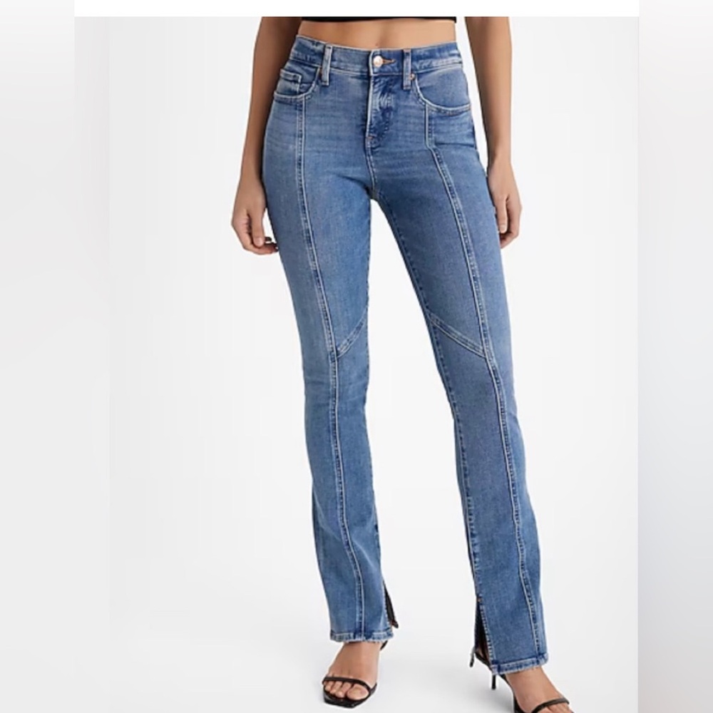 Express Mid Rise Front Seam SkyScraper Jeans